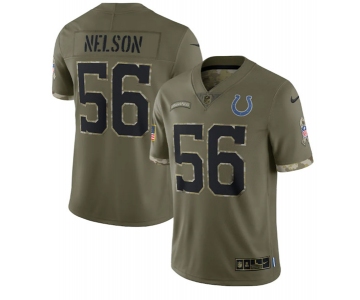 Men's Indianapolis Colts #56 Quenton Nelson 2022 Olive Salute To Service Limited Stitched Jersey