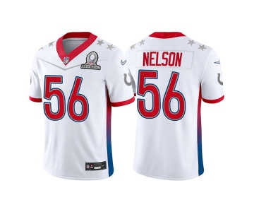 Men's Indianapolis Colts #56 Quenton Nelson 2022 White AFC Pro Bowl Stitched Jersey