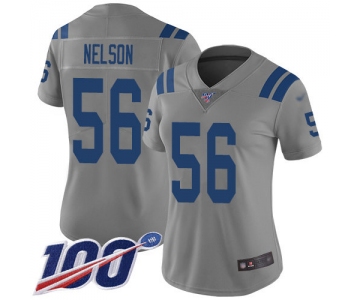 Nike Colts #56 Quenton Nelson Gray Women's Stitched NFL Limited Inverted Legend 100th Season Jersey