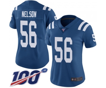 Nike Colts #56 Quenton Nelson Royal Blue Team Color Women's Stitched NFL 100th Season Vapor Limited Jersey