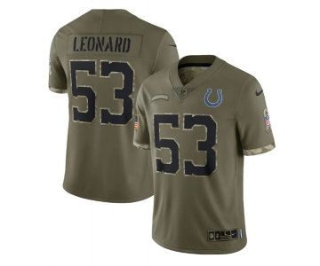 Men's Indianapolis Colts #53 Shaquille Leonard 2022 Olive Salute To Service Limited Stitched Jersey