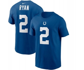 Men's Indianapolis Colts #2 Matt Ryan Blue 2022 Name & Number T-Shirt