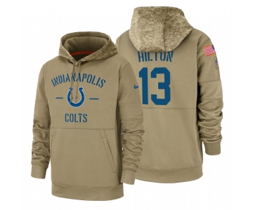 Indianapolis Colts #13 T.Y. Hilton Nike Tan 2019 Salute To Service Name & Number Sideline Therma Pullover Hoodie