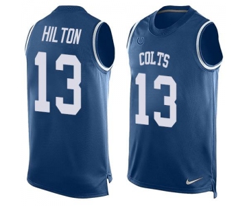 Men's Indianapolis Colts #13 T.Y. Hilton Royal Blue Hot Pressing Player Name & Number Nike NFL Tank Top Jersey