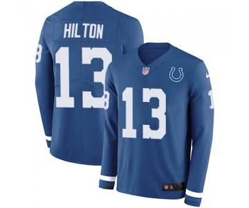 Nike Colts #13 T.Y. Hilton Royal Blue Team Color Men's Stitched NFL Limited Therma Long Sleeve Jersey