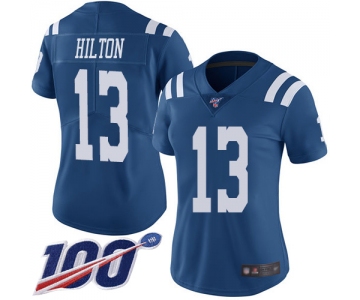 Nike Colts #13 T.Y. Hilton Royal Blue Women's Stitched NFL Limited Rush 100th Season Jersey