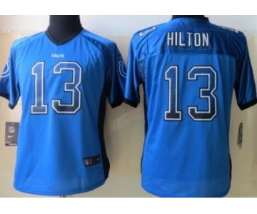 Nike Indianapolis Colts #13 T.Y. Hilton Drift Fashion Blue Womens Jersey