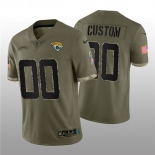 Men's Jacksonville Jaguars ACTIVE PLAYER Custom 2022 Olive Salute To Service Limited Stitched Jersey