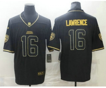 Men's Jacksonville Jaguars #16 Trevor Lawrence Black Golden Edition Stitched NFL Nike Limited Jersey