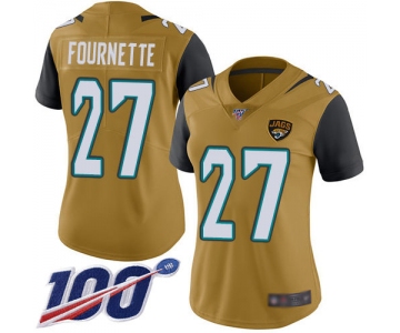 Nike Jaguars #27 Leonard Fournette Gold Women's Stitched NFL Limited Rush 100th Season Jersey
