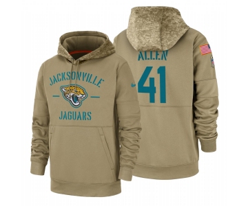 Jacksonville Jaguars #41 Josh Allen Nike Tan 2019 Salute To Service Name & Number Sideline Therma Pullover Hoodie