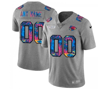 Kansas City Chiefs Custom Men's Nike Multi-Color 2020 NFL Crucial Catch Vapor Untouchable Limited Jersey Greyheather