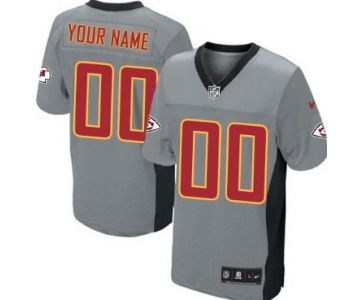 Men's Nike Kansas City Chiefs Customized Gray Shadow Elite Jersey