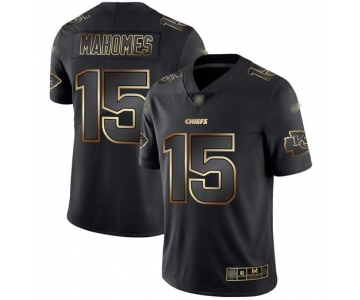 Chiefs #15 Patrick Mahomes Black Gold Men's Stitched Football Vapor Untouchable Limited Jersey