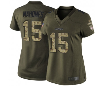 Chiefs #15 Patrick Mahomes Green Women's Stitched Football Limited 2015 Salute to Service Jersey