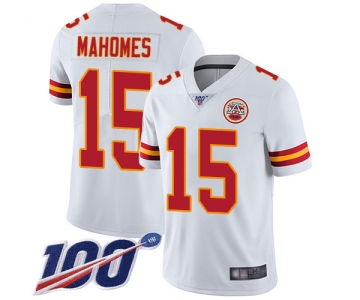 Kansas City Chiefs #15 Patrick Mahomes White Men's Stitched Football 100th Season Vapor Limited Jersey