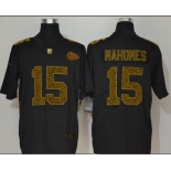Men's Kansas City Chiefs #15 Patrick Mahomes Black 2020 Nike Flocked Leopard Print Vapor Limited NFL Jersey