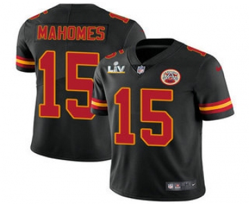 Men's Kansas City Chiefs #15 Patrick Mahomes Black 2021 Super Bowl LV Vapor Untouchable Stitched Nike Limited NFL Jersey