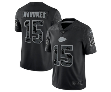 Men's Kansas City Chiefs #15 Patrick Mahomes Black Reflective Limited Stitched Jersey