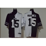 Men's Kansas City Chiefs #15 Patrick Mahomes Black White Peaceful Coexisting 2020 Vapor Untouchable Stitched NFL Nike Limited Jersey