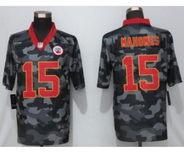 Men's Kansas City Chiefs #15 Patrick Mahomes Camo Red Name 2020 Salute To Service Stitched NFL Nike Limited Jersey