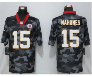 Men's Kansas City Chiefs #15 Patrick Mahomes Camo White Name 2020 Salute To Service Stitched NFL Nike Limited Jersey