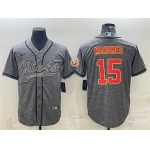 Men's Kansas City Chiefs #15 Patrick Mahomes Gray With Patch Cool Base Stitched Baseball Jersey