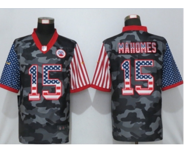 Men's Kansas City Chiefs #15 Patrick Mahomes USA Camo 2020 Salute To Service Stitched NFL Nike Limited Jersey