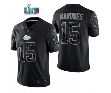 Men's Womens Youth Kids Kansas City Chiefs #15 Patrick Mahomes Black Reflective Limited Jersey