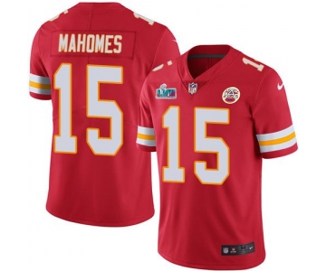 Men's Womens Youth Kids Kansas City Chiefs #15 Patrick Mahomes Red Team Color Super Bowl LVII Patch Stitched Vapor Untouchable Limited Jersey