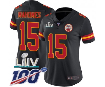 Nike Chiefs #15 Patrick Mahomes Black Super Bowl LIV 2020 Women's Stitched NFL Limited Rush 100th Season Jersey