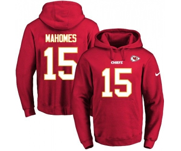 Nike Chiefs 15 Patrick Mahomes Red Name & Number Pullover NFL Hoodie