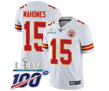 Nike Chiefs #15 Patrick Mahomes White Super Bowl LIV 2020 Men's Stitched NFL 100th Season Vapor Untouchable Limited Jersey