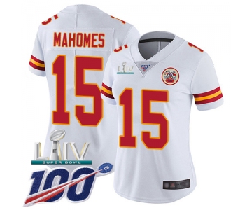 Nike Chiefs #15 Patrick Mahomes White Super Bowl LIV 2020 Women's Stitched NFL 100th Season Vapor Untouchable Limited Jersey