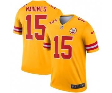 Nike Kansas City Chiefs 15 Patrick Mahomes Gold Inverted Legend Jersey