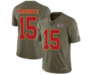 Nike Kansas City Chiefs #15 Patrick Mahomes II Olive Men's Stitched NFL Limited 2017 Salute to Service Jersey