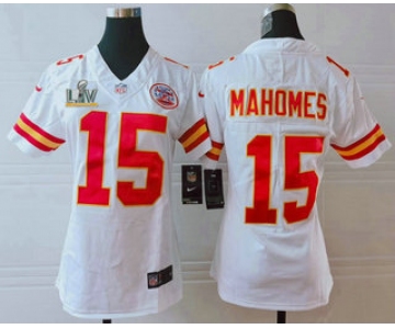 Women's Kansas City Chiefs #15 Patrick Mahomes White 2021 Super Bowl LV Vapor Untouchable Stitched Nike Limited NFL Jersey