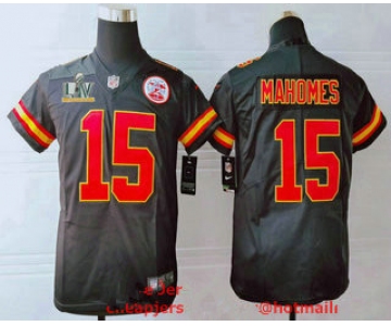 Youth Kansas City Chiefs #15 Patrick Mahomes Black 2021 Super Bowl LV Vapor Untouchable Stitched Nike Limited NFL Jersey