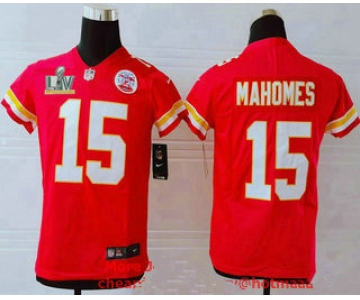 Youth Kansas City Chiefs #15 Patrick Mahomes Red 2021 Super Bowl LV Vapor Untouchable Stitched Nike Limited NFL Jersey