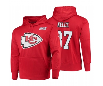 Kansas City Chiefs #87 Travis Kelce Nike NFL 100 Primary Logo Circuit Name & Number Pullover Hoodie Red