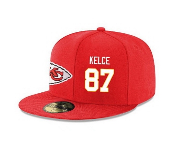 Kansas City Chiefs #87 Travis Kelce Snapback Cap NFL Player Red with White Number Stitched Hat