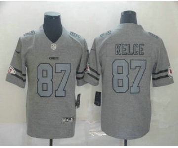 Men's Kansas City Chiefs #87 Travis Kelce 2019 Gray Gridiron Vapor Untouchable Stitched NFL Nike Limited Jersey
