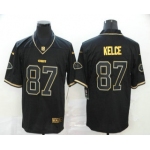 Men's Kansas City Chiefs #87 Travis Kelce Black 100th Season Golden Edition Jersey