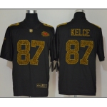 Men's Kansas City Chiefs #87 Travis Kelce Black 2020 Nike Flocked Leopard Print Vapor Limited NFL Jersey