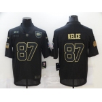 Men's Kansas City Chiefs #87 Travis Kelce Black 2020 Salute To Service Stitched NFL Nike Limited Jersey