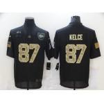 Men's Kansas City Chiefs #87 Travis Kelce Black Camo 2020 Salute To Service Stitched NFL Nike Limited Jersey