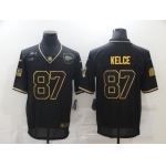 Men's Kansas City Chiefs #87 Travis Kelce Black Gold 2020 Salute To Service Stitched NFL Nike Limited Jersey