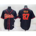 Men's Kansas City Chiefs #87 Travis Kelce Black Stitched Cool Base Nike Baseball Jersey