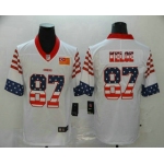 Men's Kansas City Chiefs #87 Travis Kelce White Independence Day Stars Stripes Jersey