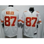 Men's Kansas City Chiefs #87 Travis Kelce White Road Stitched NFL Nike Game Jersey